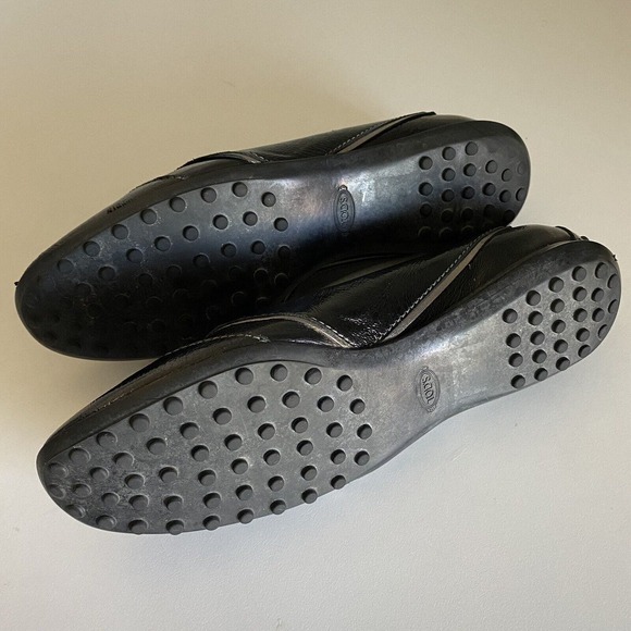 TOD's Ballet Flat Round Toe Zipper Black Patent Leather Slip On 38.5 8.5 - Picture 9 of 9